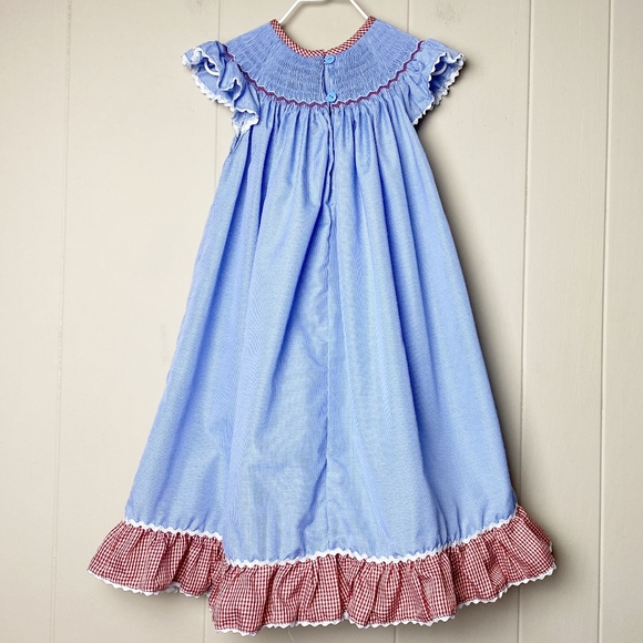 American flag smocked dress 3T patriotic USA July Fourth Frizzy Lizard girls - Picture 3 of 7